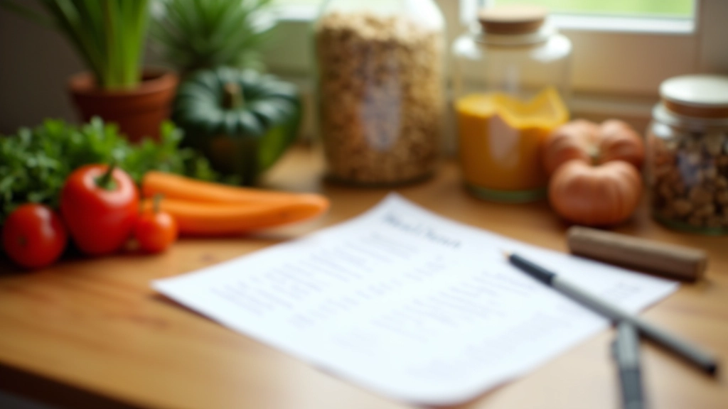 Budget meal planning with fresh groceries and recipe notes