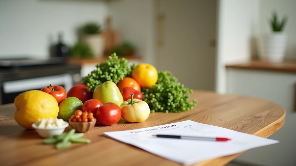 Fresh ingredients and meal planning guide on kitchen counter