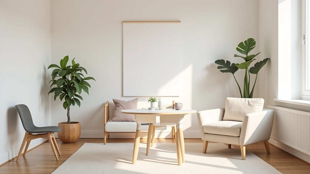Minimalist home space with intentional objects and clean organization