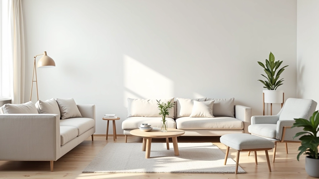 Minimalist living room with few carefully chosen items and clean spaces