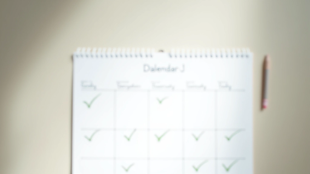 Calendar page with checkmarks marking days completed, reflecting progress and consistency